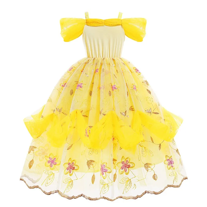 Disney Kinder Halloween Party Kleid Fantasie Mädchen Cosplay Belle Prinzessin Schönheit und Biest Karneval Ball Mädchen Kleider Geburtstags geschenk