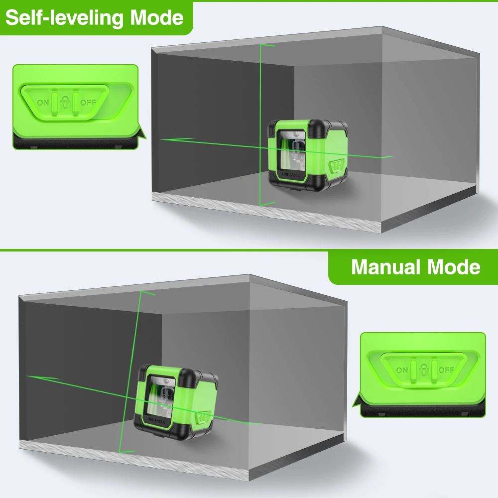 Huepar A011G Cross Line Laser Level 2 Lines Germany Imported Green Beam Horizontal & Vertical Lines One Button Design Laser Tool