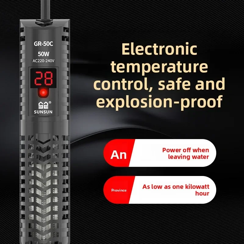 Sunsun 220V Fish Tank Heating Rod Explosion-proof Glass Digital Display Turtle Aquarium Automatic Thermostat GR