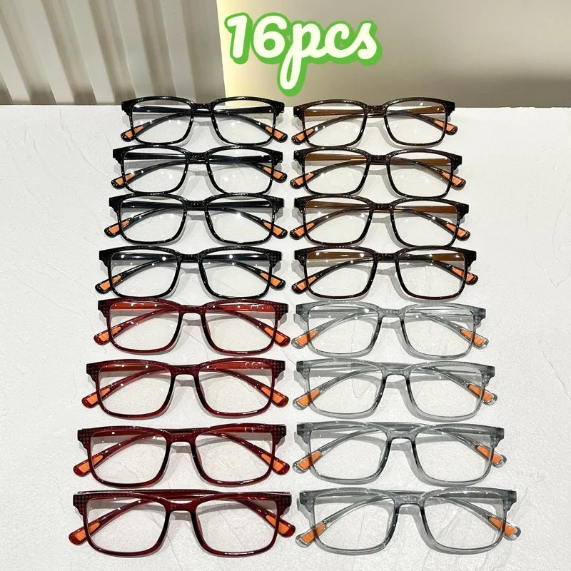 16‑Pack Fashion Unisex Reading Glasses, Lightweight Stylish Frames, Clear Anti‑Blue‑Light Business Eyewear, +1.0‑+4.0 Diopters