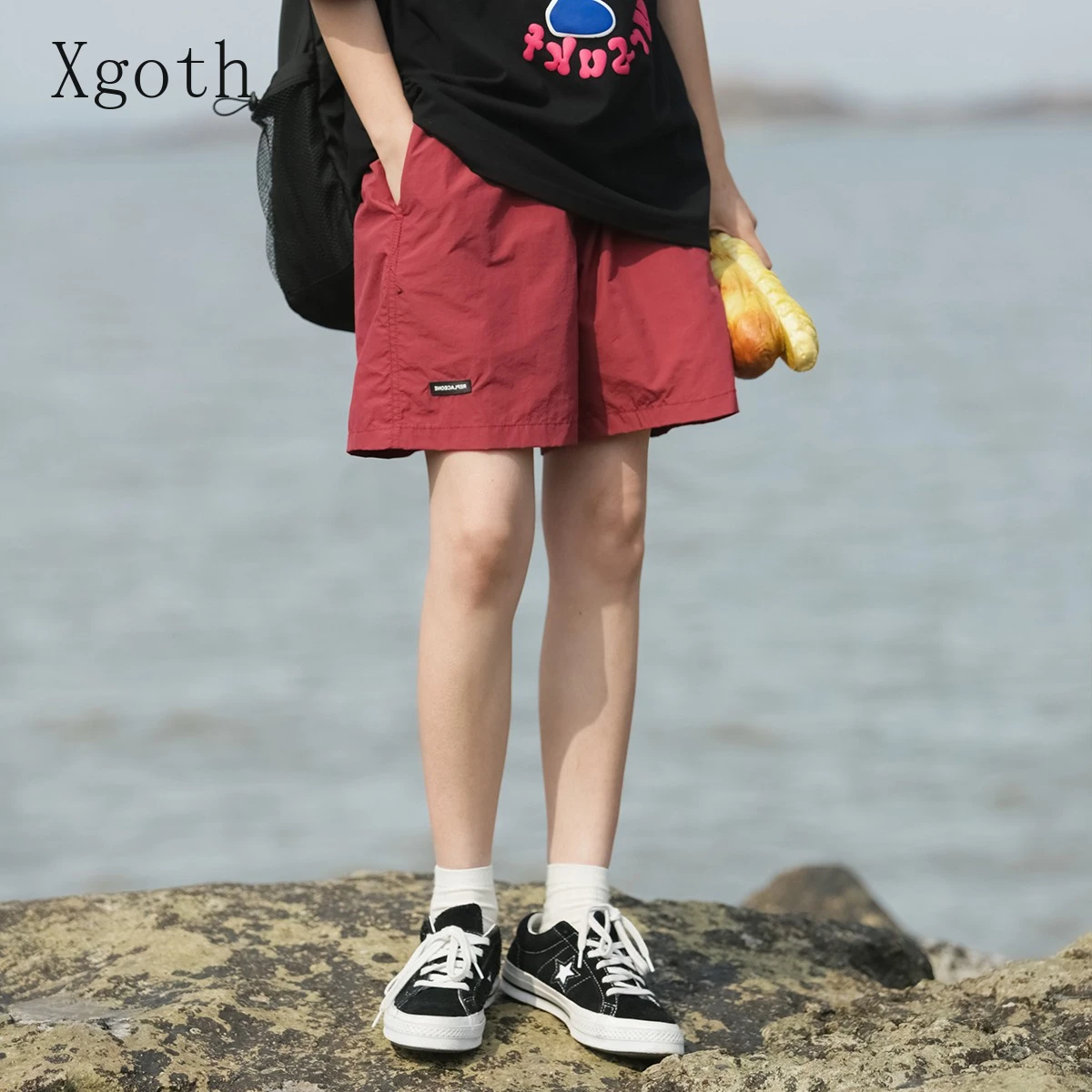 

Foufurieux Japanese Minimalist Solid Color Loose Causal Shorts for Men Summer New Fashion Quick Drying Sports Beach Shorts Men