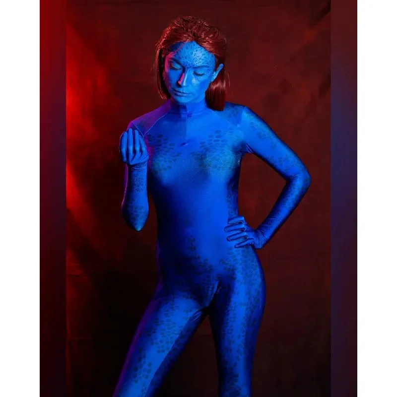 Halloween X-Men mystique cosplay costumes X men Raven Darkholme suits zentai bodysuit adults kids girls woman