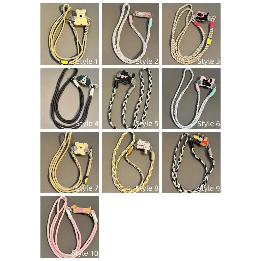 Gato cão cordão do telefone móvel ombro carregando bonito dos desenhos animados telefone crossbody corrente anti-perdido ajustável telefone volta clipe titular