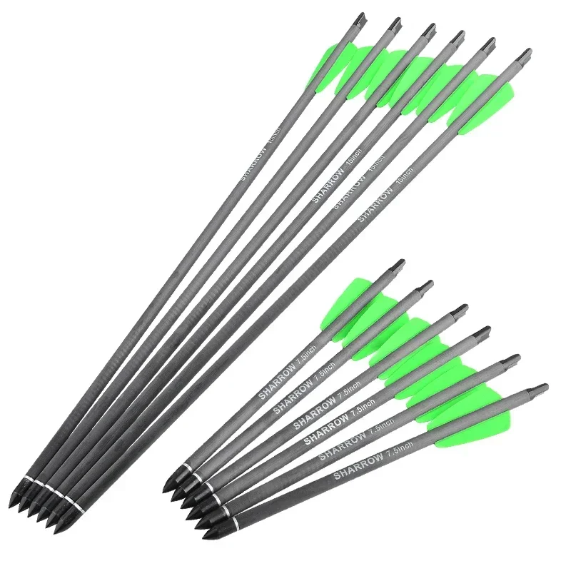 12/24pcs Crossbow Bolts 7.5/15 Inch Archery Arrows ID 6.2mm Shaft Spine 400 High Mixed Carbon Arrow for Bow Hunting Shooting