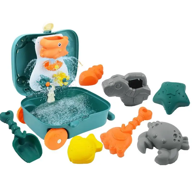 

Trolley Case Beach Toy Children Sandbox Toy Set Children Beach Game Toy Kit Contains Sand Molds Rake Watering Can Shovel Summer