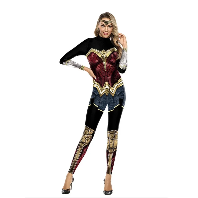 

Superhero Diana Cosplay Anime Wonder Jumpsuits Halloween Costume for Women Sexy Tights Masquerade Carnival Disguise Dress Party
