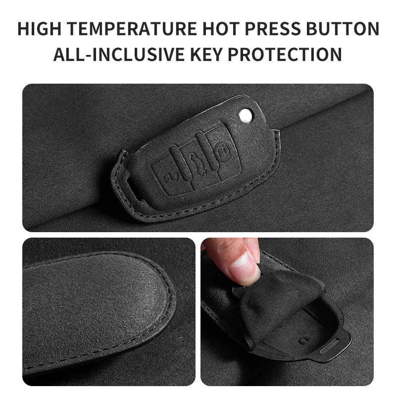 Suede Leather Car Flip Key Case Cover Shell For Audi A1 A3 A4 A6 TT Allroad Q3 Q7 R8 S6 SQ5 RS4 2018 Car Key Fob Keychain