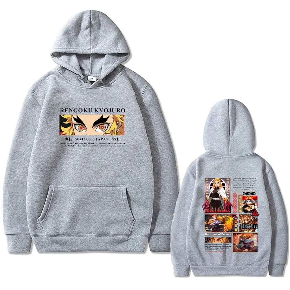 Mejor famoso Anime Demon Slayer Rengoku Kyoujurou Sudadera con capucha hombres mujeres ropa moda amantes de los dibujos animados sudaderas con capucha hombre Vintage chándal