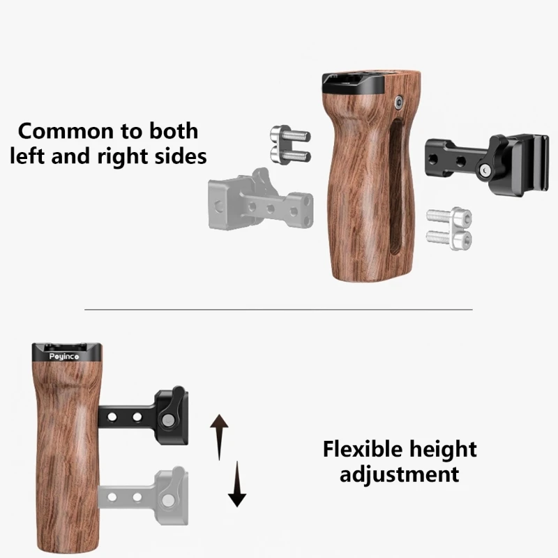 Pegangan Samping Kayu Universal Pelepasan Cepat untuk Sangkar Kamera dengan Ketinggian Dapat Disesuaikan