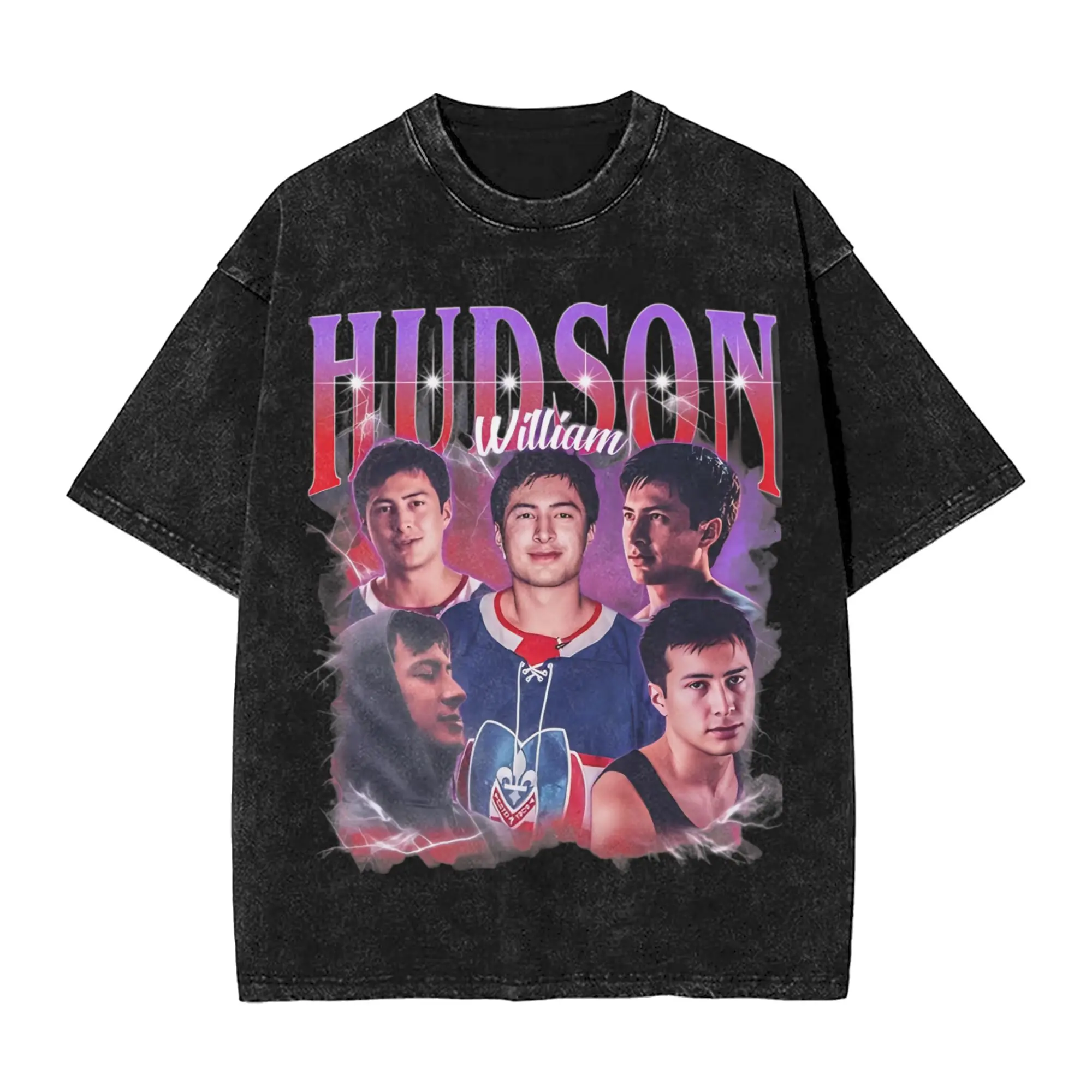 

Washed T Shirts Hudsons William Hockey Hip Hop Fashion T-Shirt Oversize Heated Rivalry Streetwear Summer Tops Tees Men Women