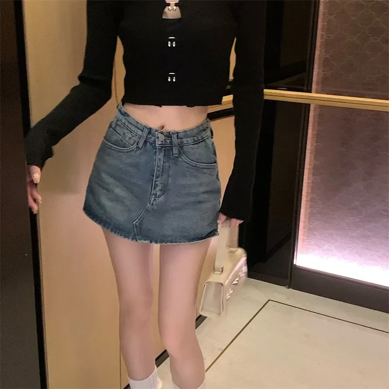 Ins Summer Women High Waist Vintage Shorts Skirts Lady Sexy Nightclub Denim Dress Female Punk Light Blue Black Grey Jeans Dress