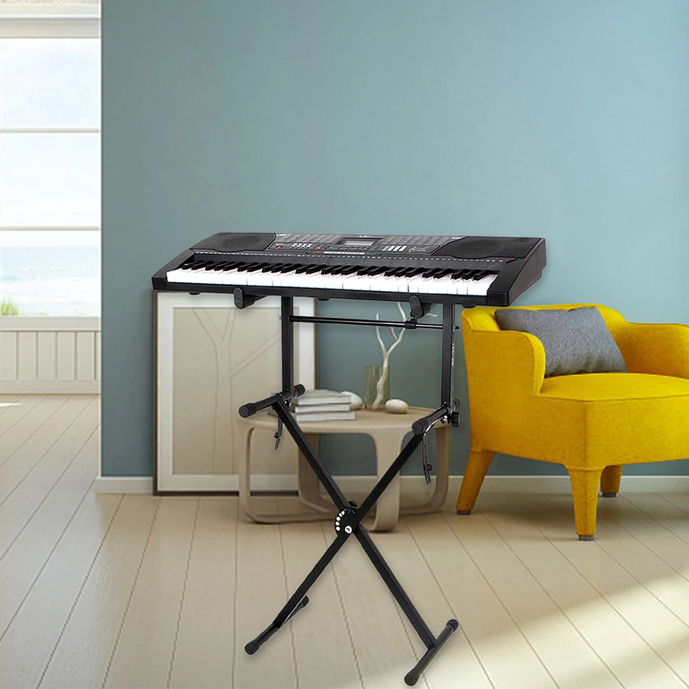 

2Sets Adjustable Keyboard Stand Universal Heavy Duty Iron Riser for Digital Piano Electronic Organ Elevated Holder with Non-Slip