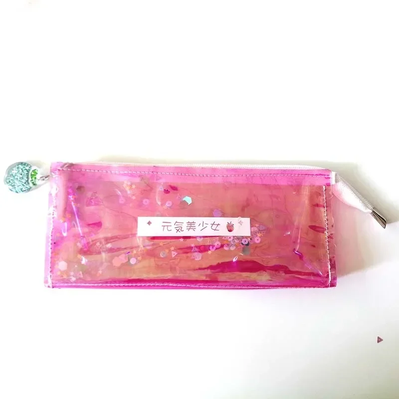 Simple Transparent Pencil Bag Creative Small Fresh Students with Laser Pencil Box 1Pcs