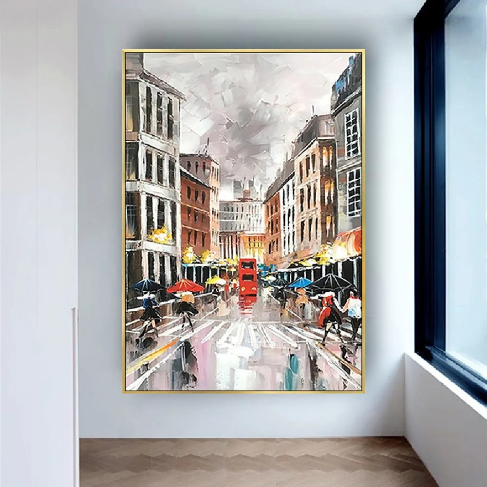 handmade oil painting abstract wall painting on canvas New York architecture modern wall art for home indoor wall decor pictures