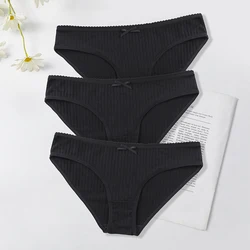 BANNIROU 3 Pcs Women's Underwear Soft Cotton Briefs Bikini Low-Rise Solid Intimate Female Lingerie Free Shipping