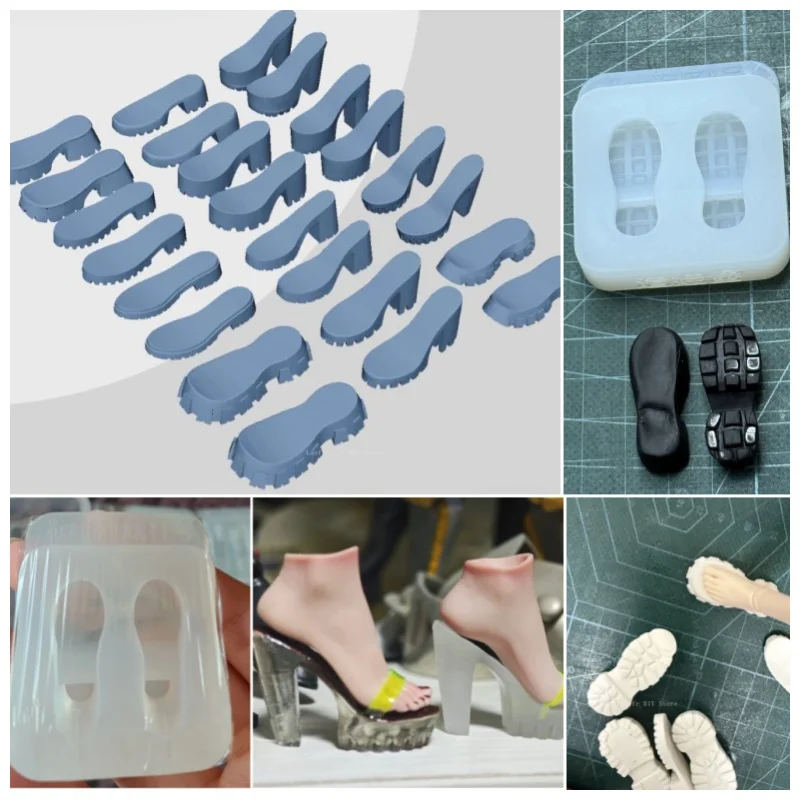 3cm Ultralight Clay Cartoon Doll Proportion Flat Base/High Heel Shoes Silicone Mold DIY Animation Character Shoe Making Tool