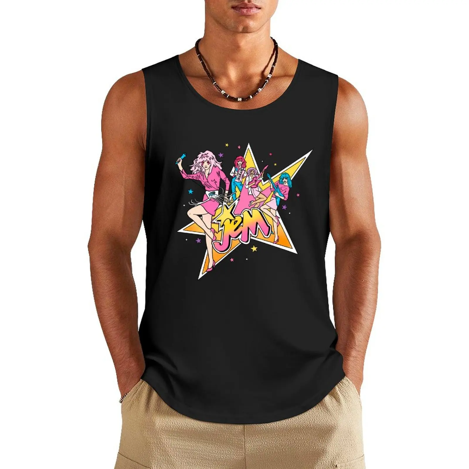 

80s Jem - Star Tank Top anime gym Men's gym t-shirts