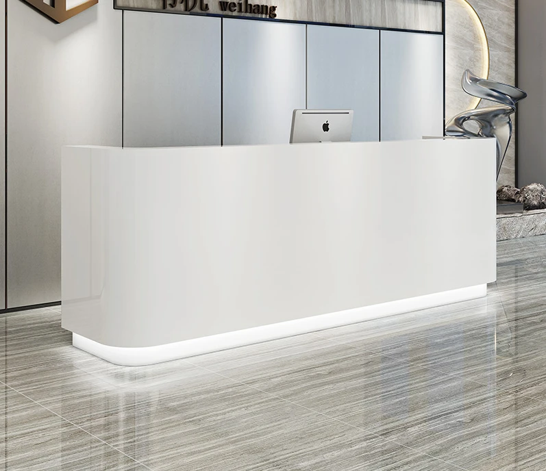 Simple modern painted curved front desk counter, bar counter welcome counter, cashier counter, bar counter customization