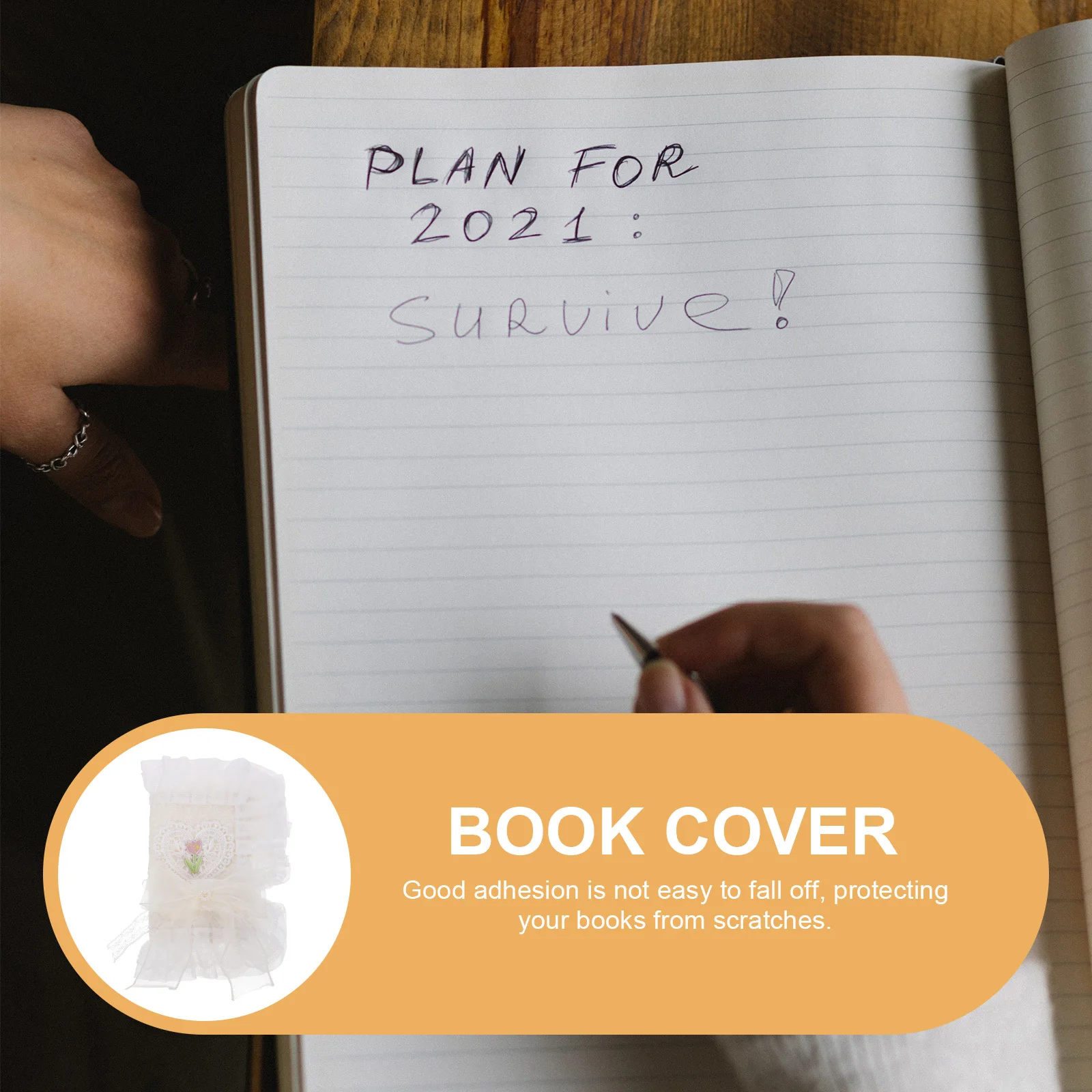 Delicate Book Cover Fabric Lace Pattern Washable Reusable Protector for Notebooks Textbooks Students Stylish Decorative Book