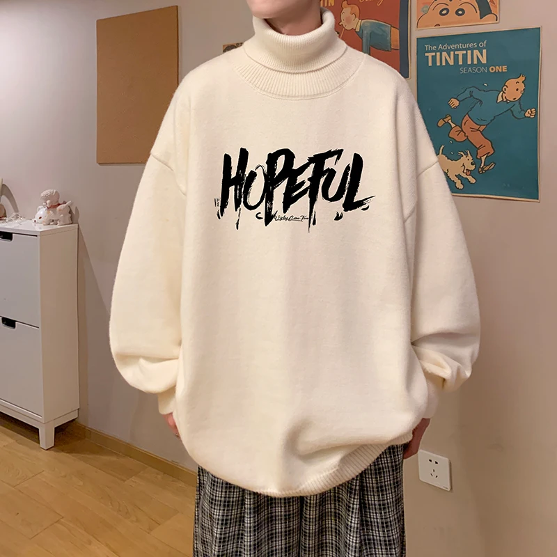 M-XXXXXXXXL Plus ขนาดบุรุษถักโปโลม้วนเต่าคอเสื้อกันหนาวจัมเปอร์เสื้อกันหนาวฤดูหนาวธรรมดาสีเสื้อผ้าแขนยาว