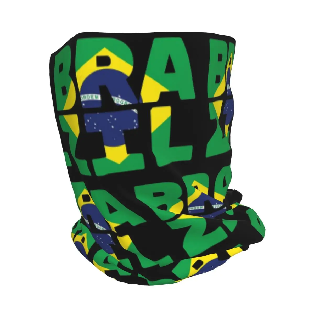 Brazil Flag Text Bandana Neck Cover Magic Scarf Multifunction Face Mask Beanies Hat Unisex Adult Breathable