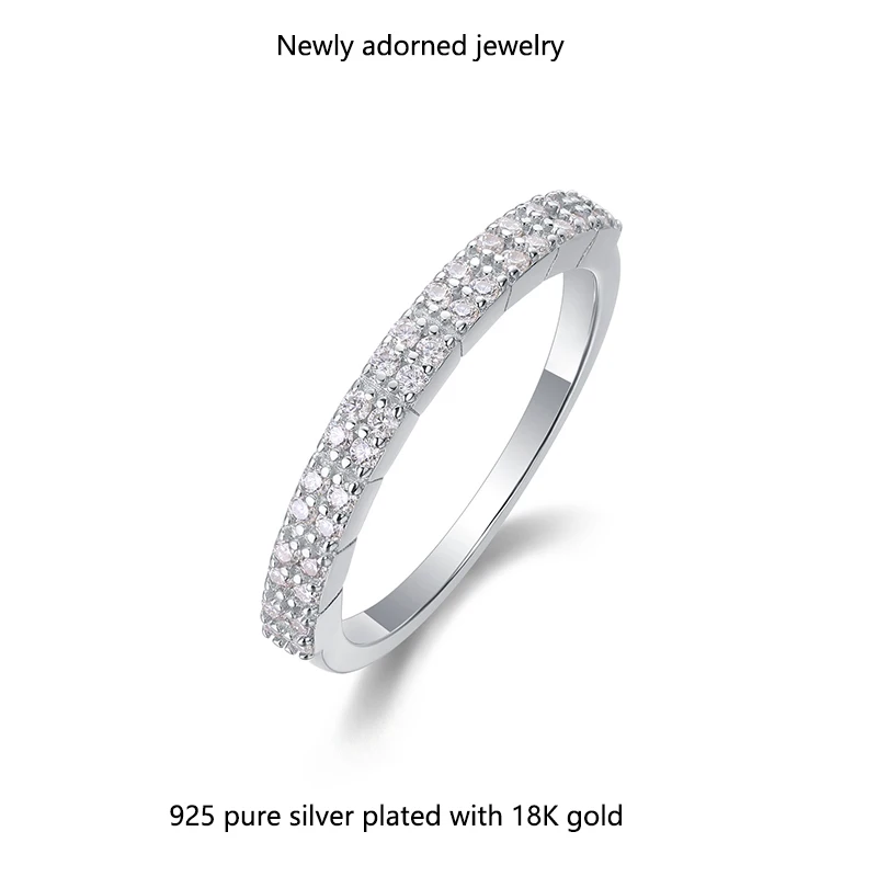 

Cross-border European and American half-circle ring, full moissanite S925 finger ring, moissanite ring, niche ring, pure silver