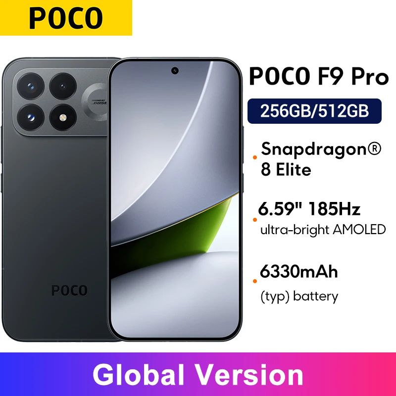 스마트폰 POCO F9 Pro 글로벌 버전, 6.56인치, 185Hz AMOLED 디스플레이, 6330mAh 배터리, 100W 고속 충전, 스냅드래곤 프로세서. ®   8 Elite Gen 5 CPU 200MP 휴대폰