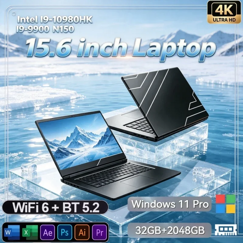 Trend 15.6'' Ultra‑Slim Notebook Laptop Intel I9‑10980HK I9‑9900 N150 32GB RAM 1TB 2TB SSD Windows 11 Computer For Office Study