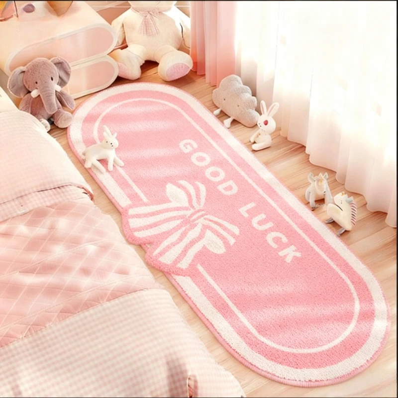 

Modern Style Bedroom Decor Plush Carpet Cute Pink Carpets for Living Room Fluffy Soft Bedside Floor Mat Thick Bow Tie Lounge Rug