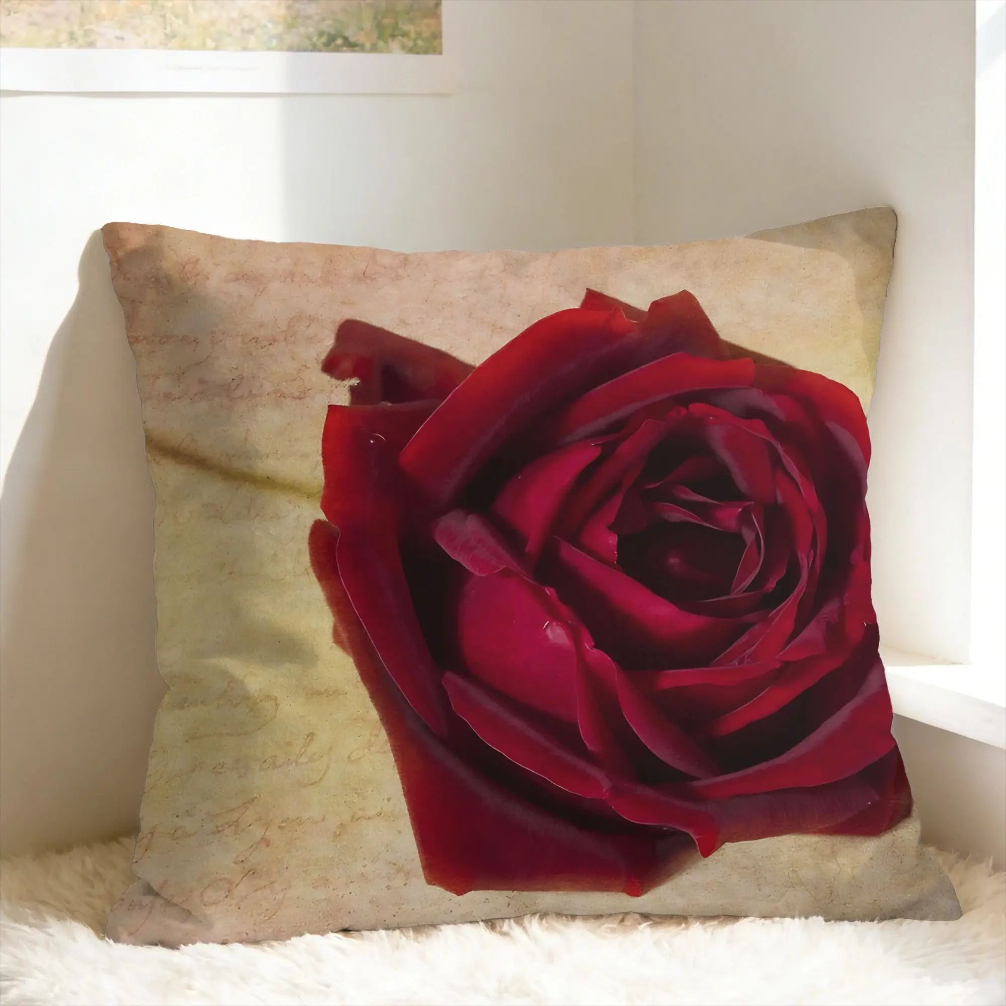 Valentine's Day Romantic Red Rose Pillow Case  Novelty Pillow Cover Soft Pillowcases For Couch Sofa Bedroom