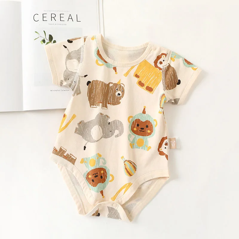 MILANCEL 2024 Summer 0-2Y Baby Clothes Cartoon Animal Print Girls One Piece Toddler Boys Bodysuit Infant Girls Outfit