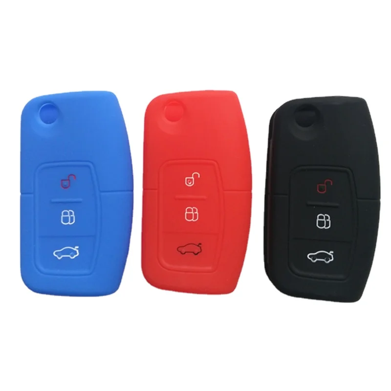 Silicone Key Cover For Ford Classic Fox new Fiesta Fold Remote Key Fob Car-styling Key Case Shell Protect