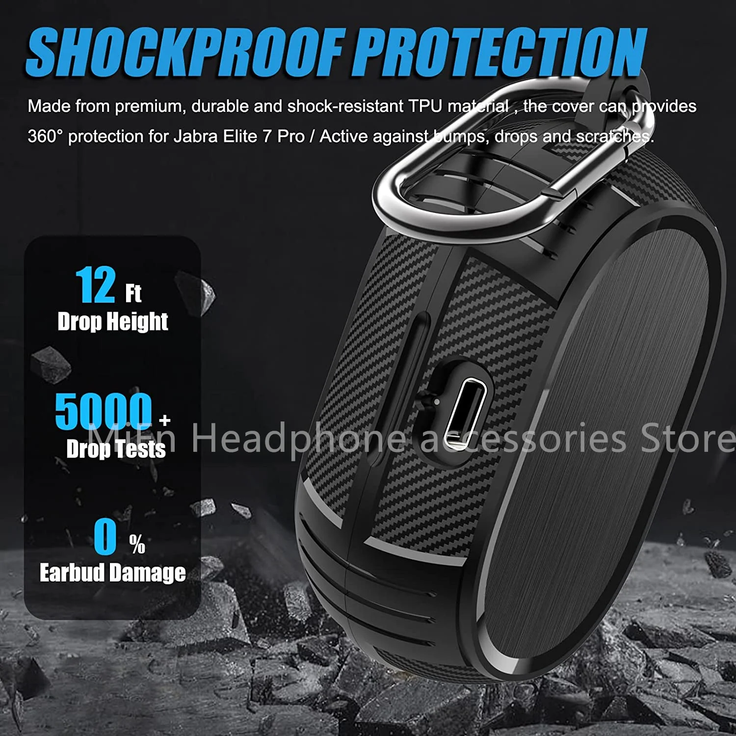 حافظة لهاتف جبرا إيليت 7 برو/إيليت 7 اكتيف/حافظة Elite75T للرجال مع حلقة تسلق على شكل سلسلة مفاتيح درع متين من البولي يوريثان واقي