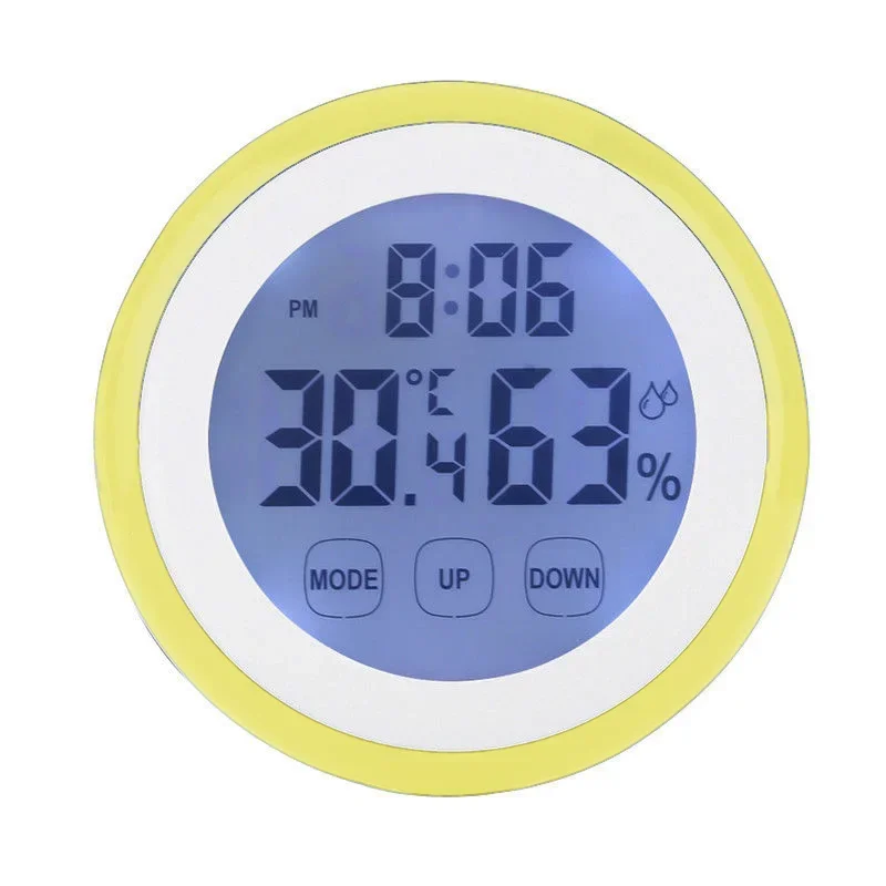 Digital Temperature Humidity Time Function Wall Clocks Backlight For Bedroom Without Batteries 90*90*26mm