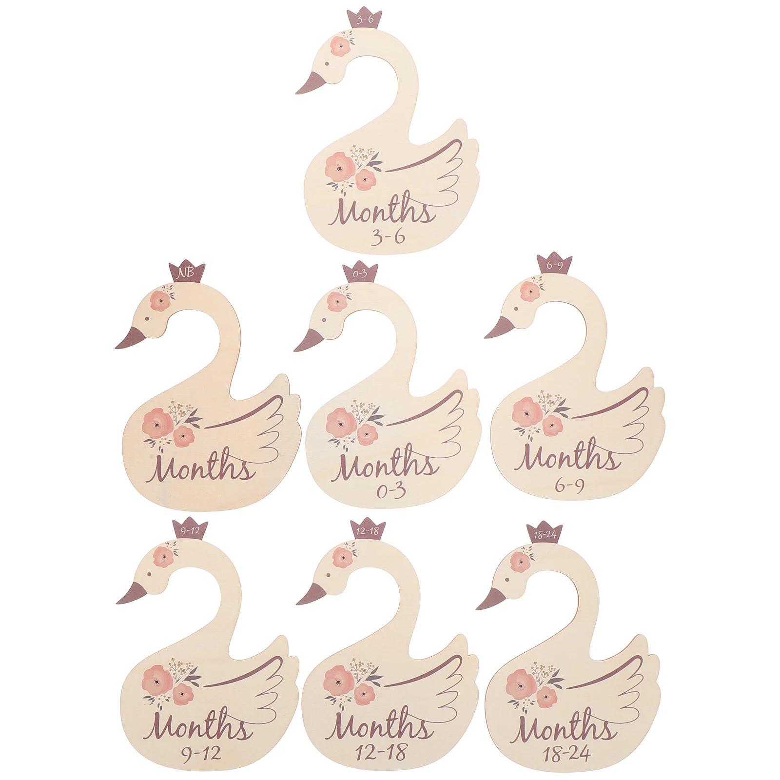 

7 Pcs Swan Style Wooden Closet Organizers for Baby Clothes Size Dividers with HD UV Print Wardrobe