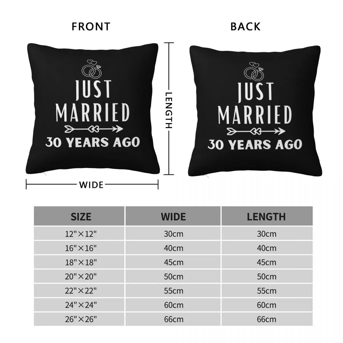 Just Married 30 Years Ago Pillowcase Polyester Linen Velvet Printed Zip Decor Throw Pillow Case Room Cushion Case 18
