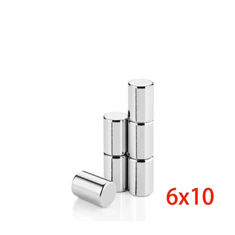 

10/20/100 PCS Powerful 6x10mm Round Magnet N35 6x10mm Super Strong 6x10 Magnet 6mmx10mm, 6*10 Small Refrigerator Magnets D6*10mm