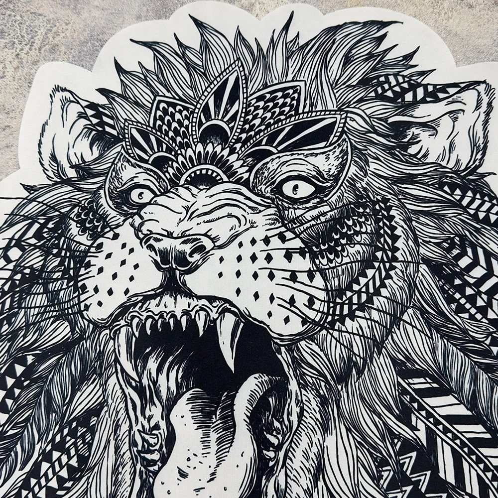 Large Personality Black And White Printing Lion Patches Sew on For Down Jackets DIY Animal Pattern Clothing Accessories