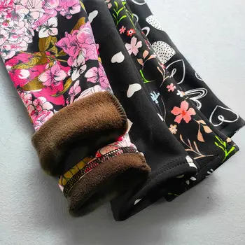 Autumn Winter Print Flowers Thick Warm Kids Toddler Baby Girls Leggings Children's Pants 2