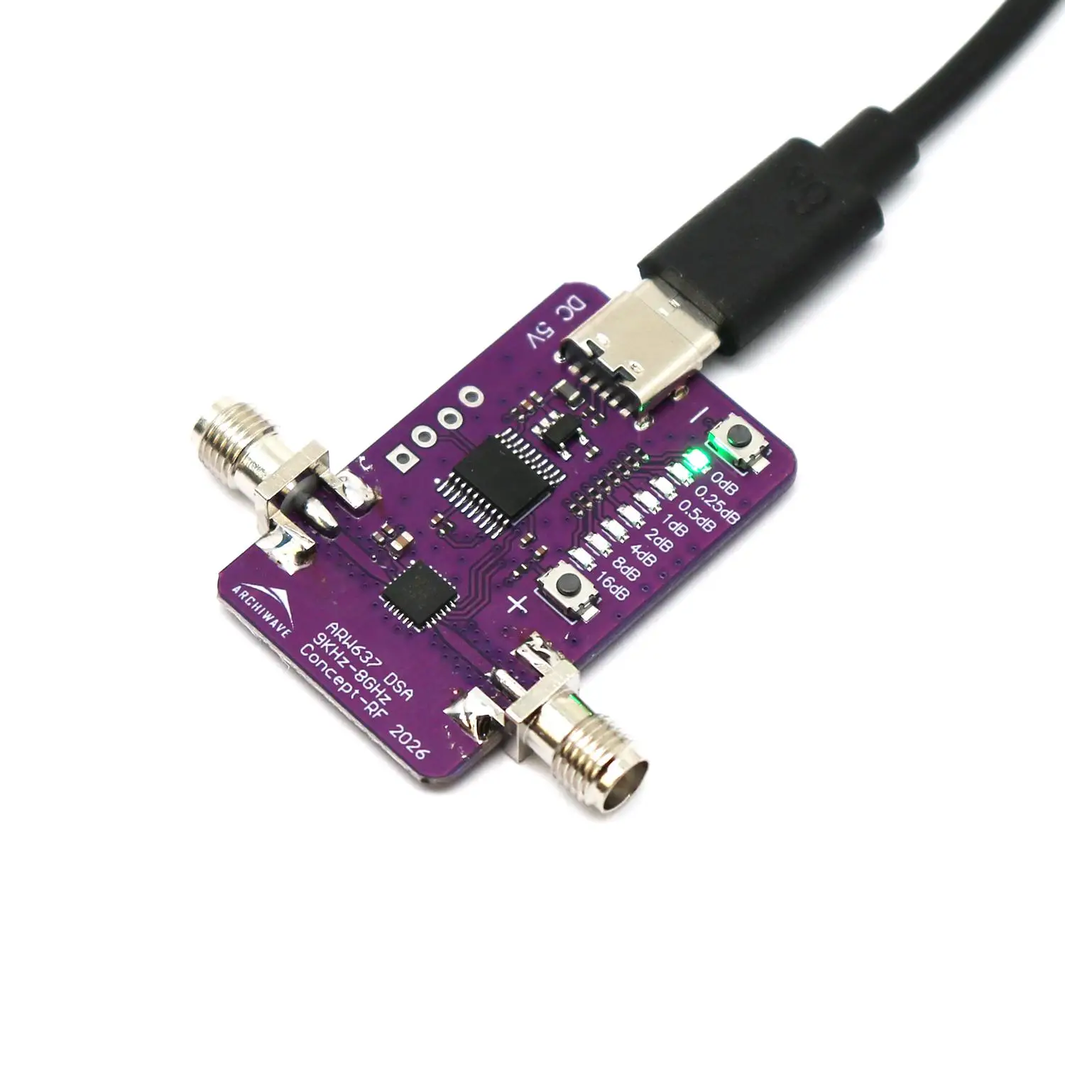 9kHz-6GHz Digital Step Attenuator 0-31.75dB For LNA, Amplifier SMA Signal RF Test & Ham Radio 433M 868M 1557M 2.4G 5G 5.8GHz ﻿