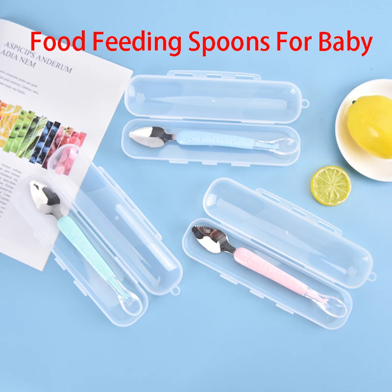 Dual Use Solid Food Feeding Spoons For Baby Silicone Soft Training Feeding Spoons for Children kids Infants Temperature Sensing