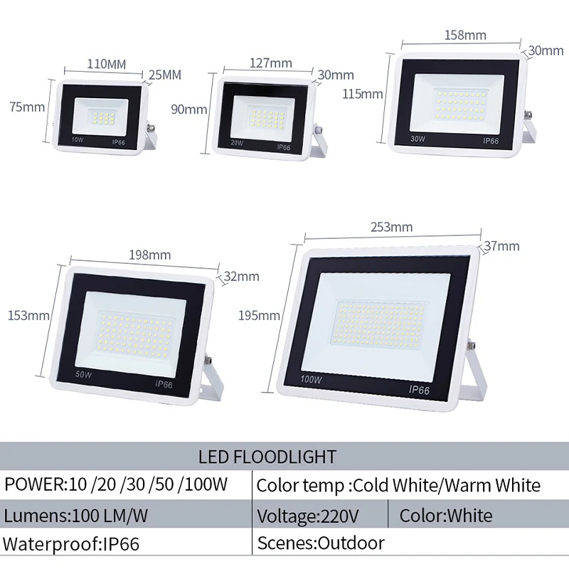 屋外照明用MARPOU-LEDフラッドライト、街路灯、外壁ランプ、黒照明、20w、220v