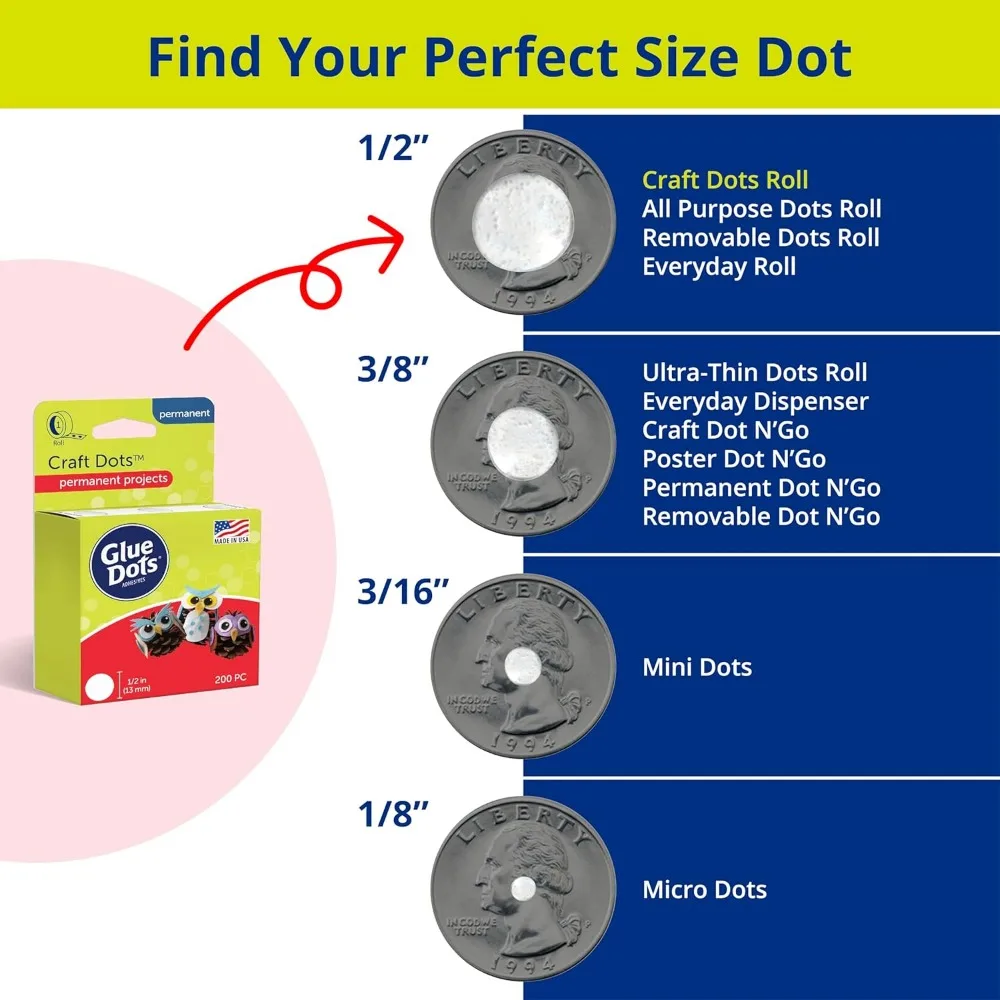 Double-Sided Adhesive Dots, 0.5 Inch, 200 Clear Sticky Points for Crafts and DIY Projects