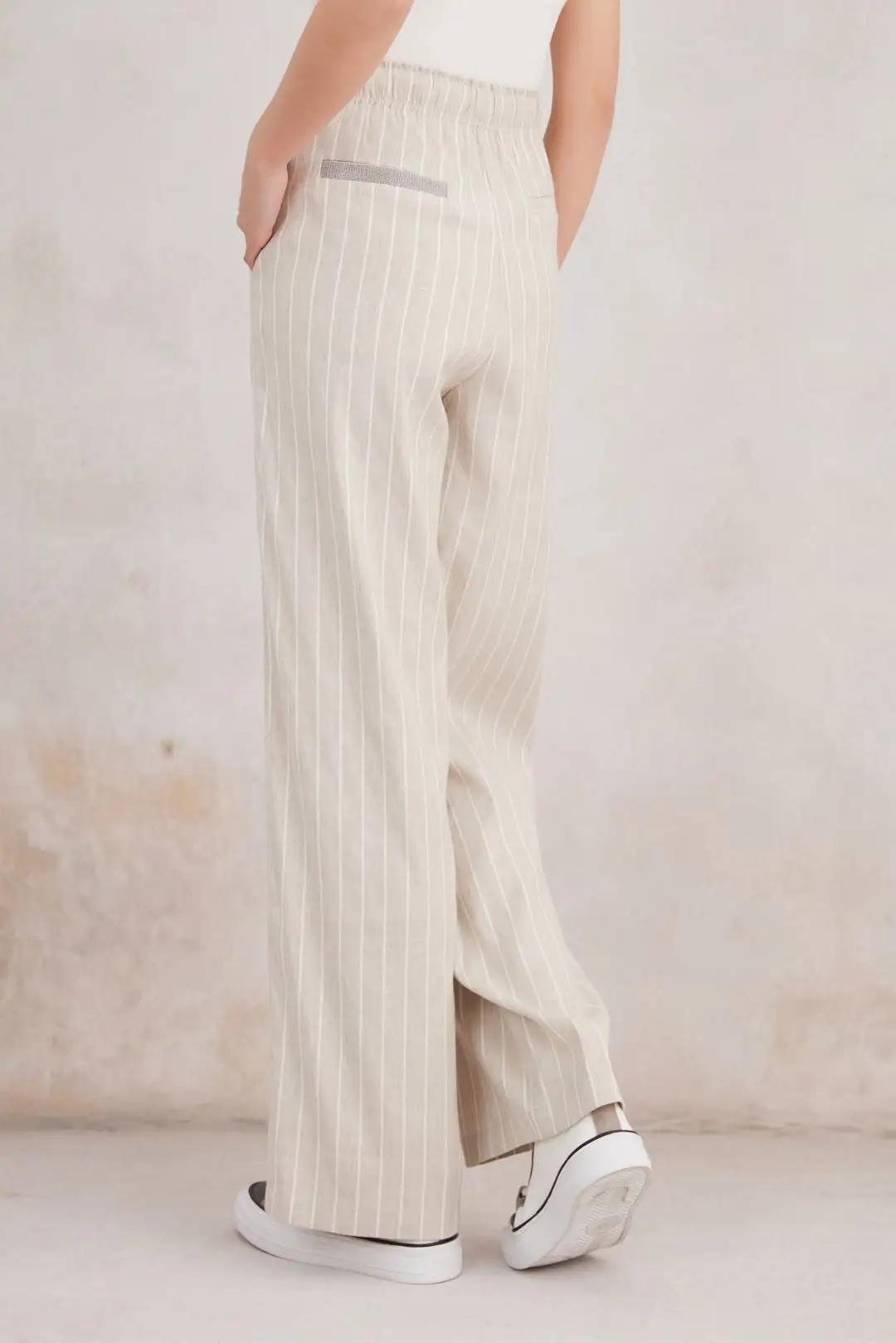 Retro Contrast Striped Casual Pants Pure Cotton Skin-friendly Loose Lazy Walking Pants Versatile And Fashionable Wide-leg Pants