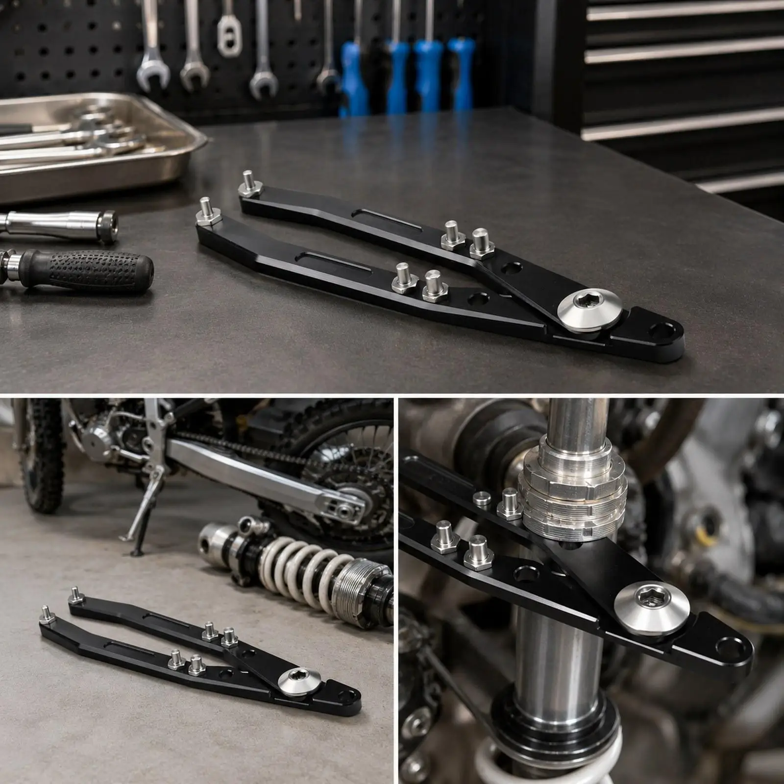 Shock Absorber Spanner Aluminum Alloy Bike Pin Wrench Set with 3 4 5 Mm Pins for Motorcycle Repair