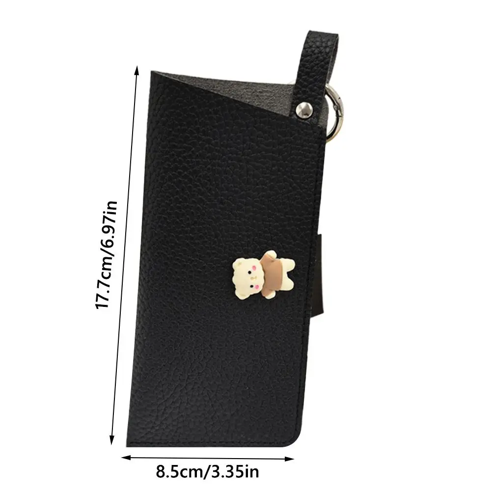 حقيبة تخزين النظارات الشمسية المصنوعة من جلد البولي يوريثان مع حلقة مفاتيح بلون سادة معلقة للنظارات الشمسية وحامل نظارات شمسية محمول متين #6