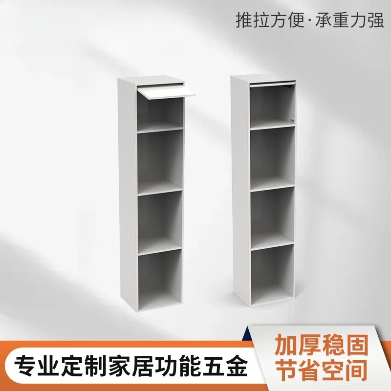 Inclined bookcase door turned up and hidden door track hidden top