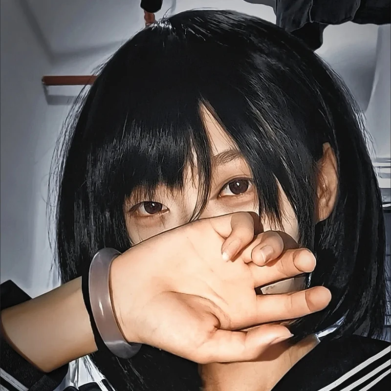 Game SILENT HILL F Shimizu Hinako Cosplay Wig Women Black Bob Haircut Hair Heat Resistant Synthetic Wig Halloween Party Prop