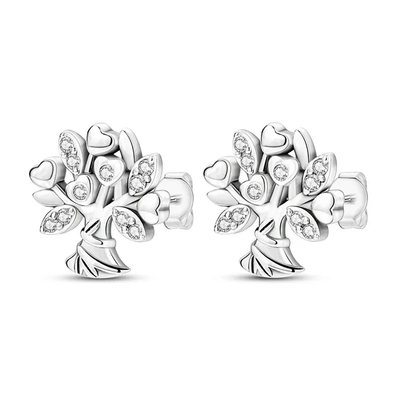 Jewelry 925 Silver Ear The Tree of Life Design Dangle Stud Earrings Lucky Wishes Bohemian Elegant Style Trendy Female Gift 2024