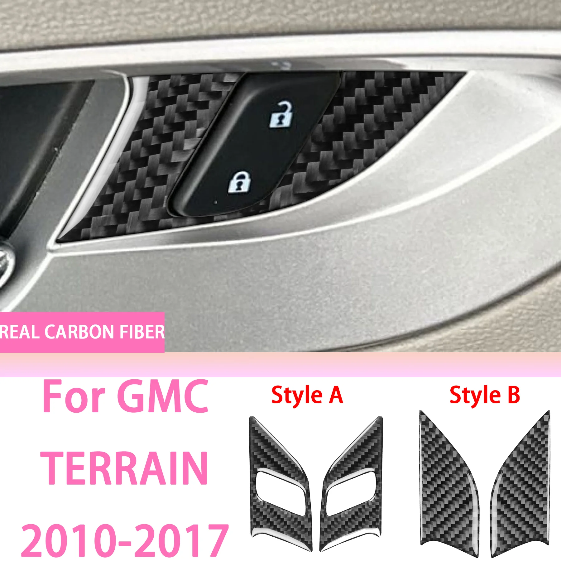 

Soft Carbon Fiber Interior Accessories Sticker Car Front Door Interior Handle Panel Frame Decoration FOR GMC TERRAIN 2010-2017